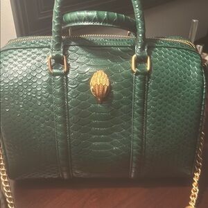 New Unused Kurt Geiger Green Crocodile-Embossed Handbag